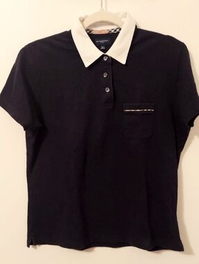 Burberry Golf Polo Shirt, Size XL, Black, Short Sleeves, Front Pocket